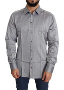 Gray Cotton Men Formal GOLD Dress Shirt