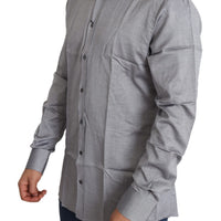 Gray Cotton Men Formal GOLD Dress Shirt