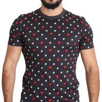 Dark Gray Hearts Print Cotton Men T-shirt