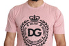 Pink #DGLove Crown Print Cotton T-shirt