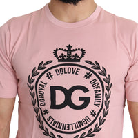 Pink #DGLove Crown Print Cotton T-shirt