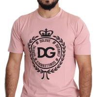 Pink #DGLove Crown Print Cotton T-shirt