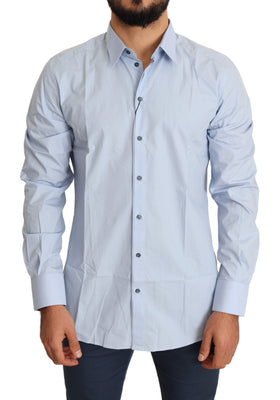 Dress Light Blue Cotton Formal GOLD Shirt