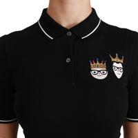 Black Cotton DG #dgfamily Polo T-shirt Top