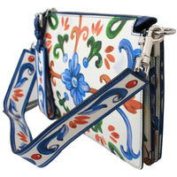 White Majolica Print Shoulder Purse CLEO Leather Bag