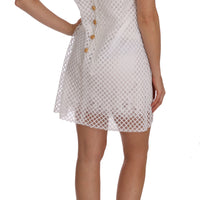 White Pineapple Sequined Applique Dress