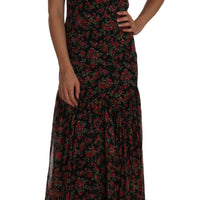 Black Floral Roses A-Line Shift Gown