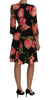 Black Pink Tulip Print Stretch Shift Dress