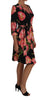 Black Pink Tulip Print Stretch Shift Dress