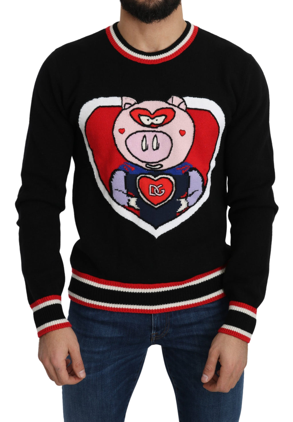 Black Cashmere Pig of the Year Pullover Sweater