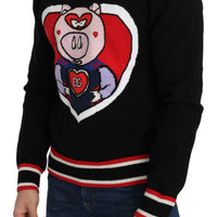 Black Cashmere Pig of the Year Pullover Sweater