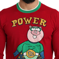 Red Wool Silk Pig of the Year Sweater