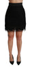 Black Lace High Waist A-line Mini Wool Skirt