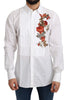 White Cotton GOLD Flowers Top Solid Shirt