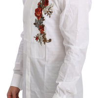 White Cotton GOLD Flowers Top Solid Shirt