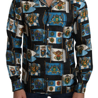 Blue Silk Coat of Arms Casual Shirt