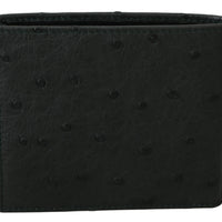 Green Ostrich Leather Bifold Mens Card Bill Wallet