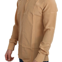 Yellow 100% Silk GOLD Top Slim Shirt