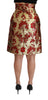 Gold Floral Jacquard High Waist Mini Skirt