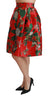 Red Floral Jacquard High Waist Mini Skirt