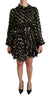 Black Gold Lurex Polka Dots Silk Flared Dress