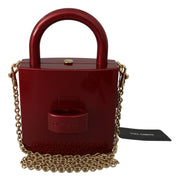 Red Padlock Gold Chain Cross Body Purse Borse BOX