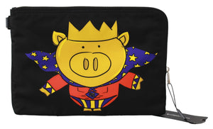 Black Super Pig Print Hand Toiletry Bag