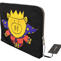 Black Super Pig Print Hand Toiletry Bag