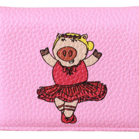 Pink Year Of The Pig Bifold Card Holder Leather Wallet