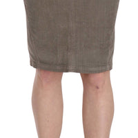 Gray Corduroy Pencil Straight A-Line Skirt