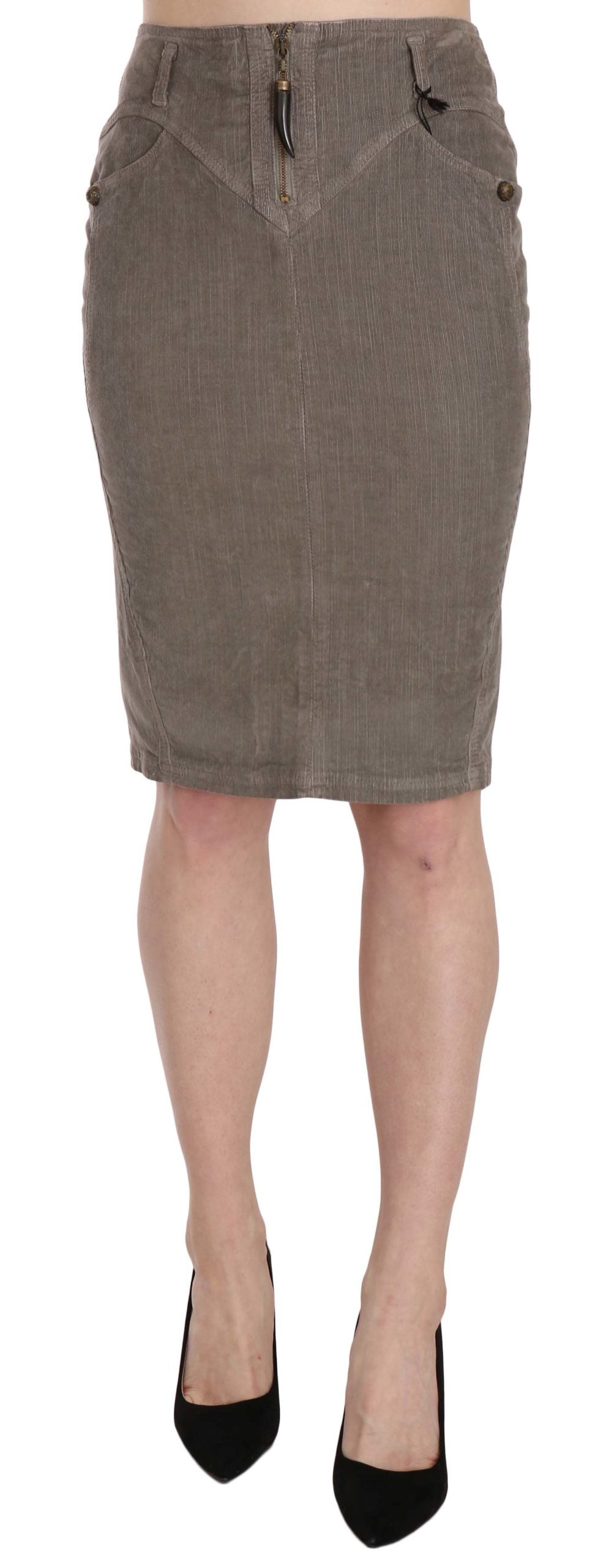 Gray Corduroy Pencil Straight A-Line Skirt