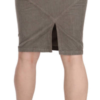 Gray Corduroy Pencil Straight A-Line Skirt