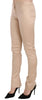 Cream Low Waist Skinny Formal Trousers Pants