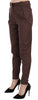 Brown High Waist Tapered Formal Trousers Pants