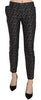 Black Patterned Low Waist Skinny Trousers Pants