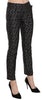 Black Patterned Low Waist Skinny Trousers Pants