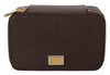 Brown Zip Around Mini Coin Jewelry Case Leather Wallet