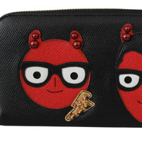 Black #dgfamily Evil Continental Clutch Leather Wallet