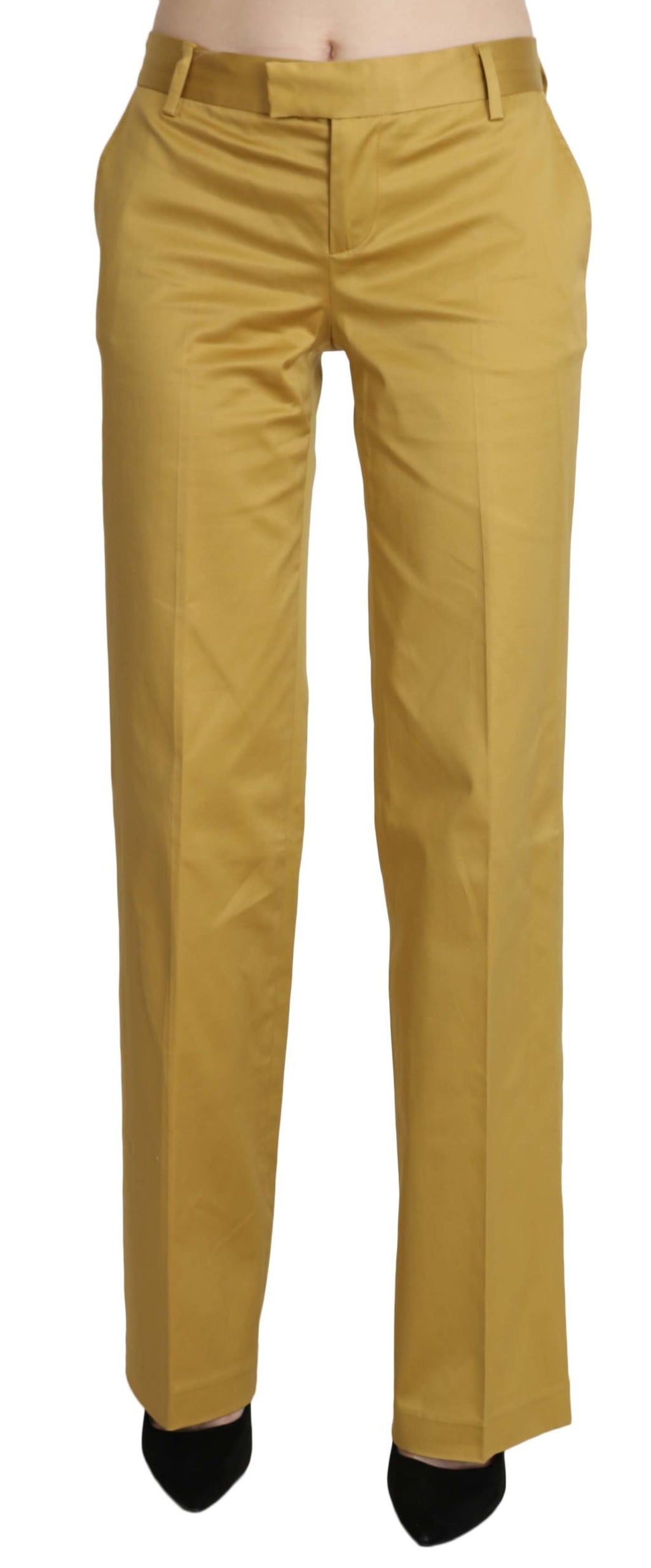 Mustard Yellow Straight Formal Trousers Pants