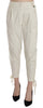 White High Waist Tapered Cropped Trousers  Pants