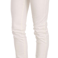 White Cotton Low Waist Skinny Denim Pants Jeans