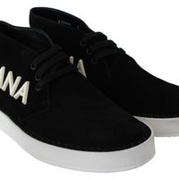 Black Leather Derby Logo Casual Sneakers Derby Shoes