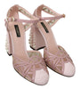Pink Pearls Ankle Strap Leather Sandals Shoes