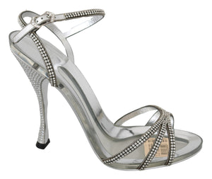 Silver Crystal Ankle Strap Sandals Shoes