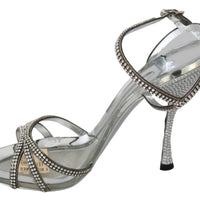 Silver Crystal Ankle Strap Sandals Shoes