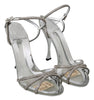 Silver Crystal Ankle Strap Sandals Shoes