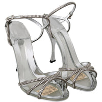 Silver Crystal Ankle Strap Sandals Shoes