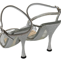 Silver Crystal Ankle Strap Sandals Shoes