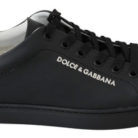 Black Leather Low Top Sneakers Shoes