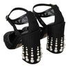 Black Leather Strap Sandals Shoes